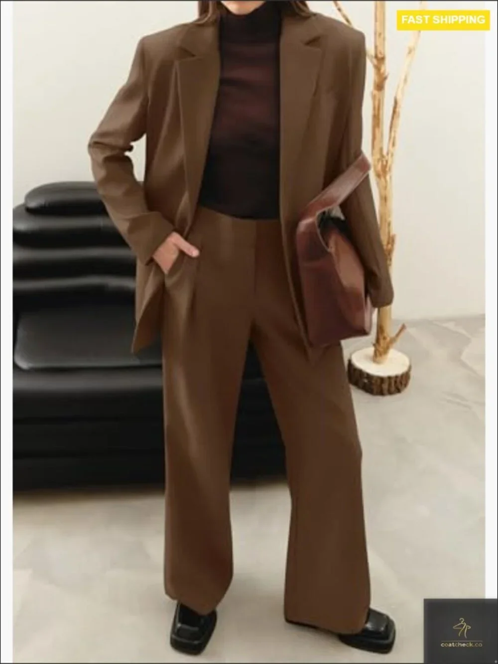 Oversized Blazer and Wide Leg Pantsuit 2 Piece Set Business Casual Office Wear